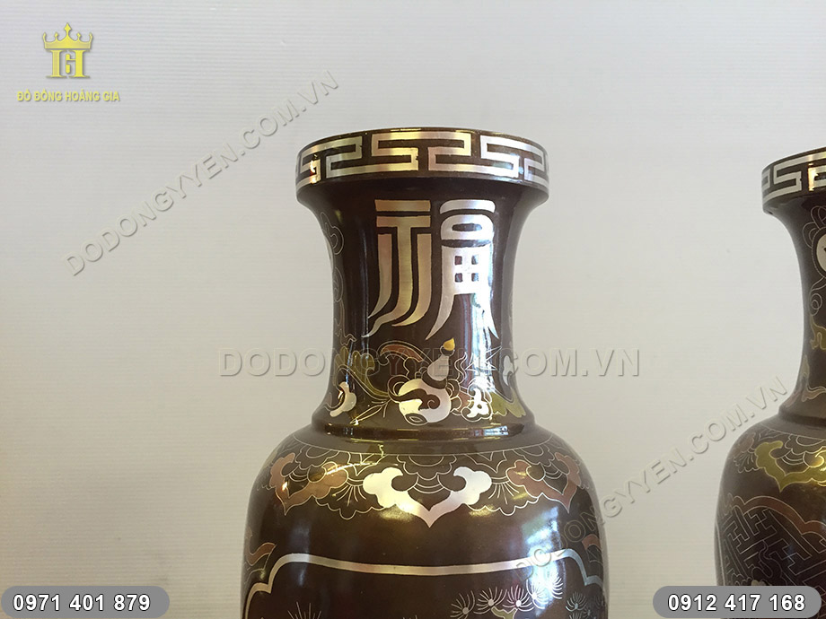 lọ hoa khảm v&agrave;ng bạc